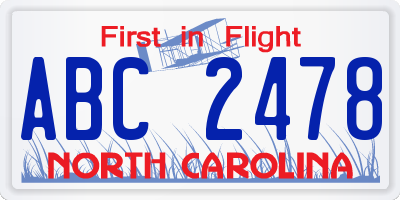 NC license plate ABC2478