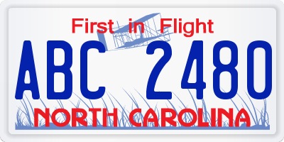 NC license plate ABC2480
