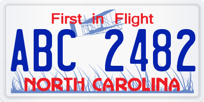 NC license plate ABC2482