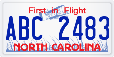 NC license plate ABC2483