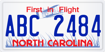 NC license plate ABC2484