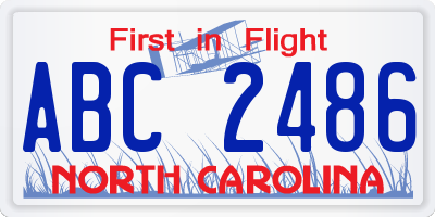 NC license plate ABC2486