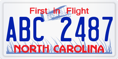 NC license plate ABC2487