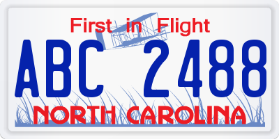 NC license plate ABC2488