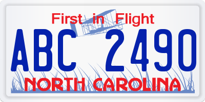 NC license plate ABC2490
