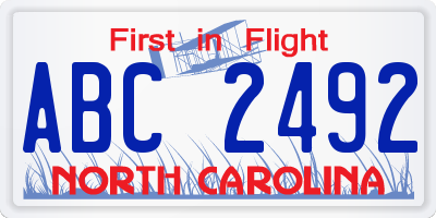 NC license plate ABC2492