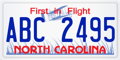 NC license plate ABC2495