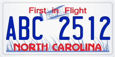 NC license plate ABC2512
