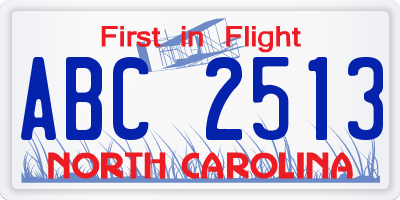 NC license plate ABC2513
