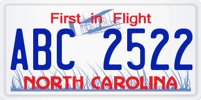 NC license plate ABC2522