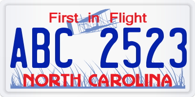 NC license plate ABC2523