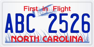 NC license plate ABC2526