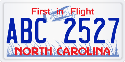 NC license plate ABC2527