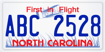 NC license plate ABC2528