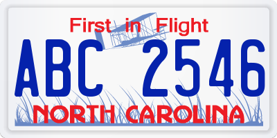 NC license plate ABC2546