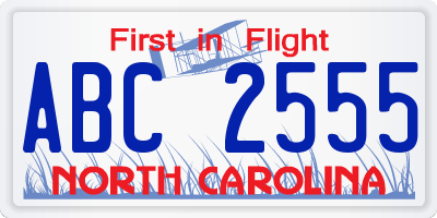 NC license plate ABC2555