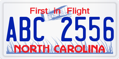 NC license plate ABC2556