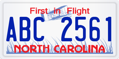 NC license plate ABC2561