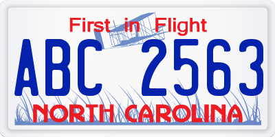 NC license plate ABC2563