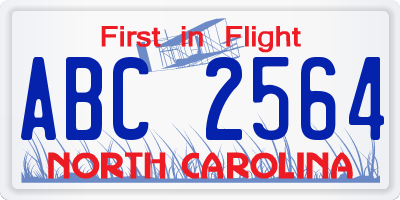 NC license plate ABC2564