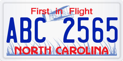 NC license plate ABC2565