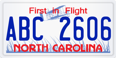 NC license plate ABC2606