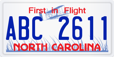 NC license plate ABC2611