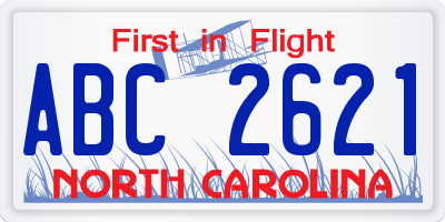 NC license plate ABC2621