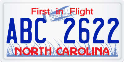 NC license plate ABC2622