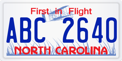 NC license plate ABC2640