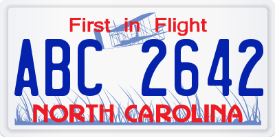 NC license plate ABC2642
