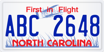 NC license plate ABC2648