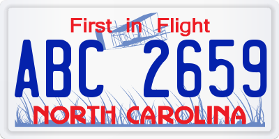 NC license plate ABC2659