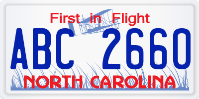 NC license plate ABC2660