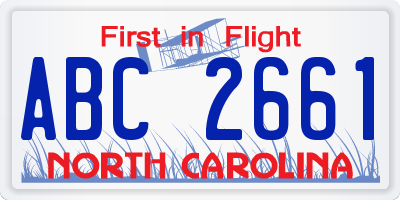 NC license plate ABC2661