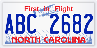 NC license plate ABC2682