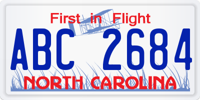 NC license plate ABC2684