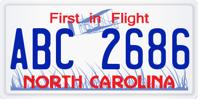 NC license plate ABC2686