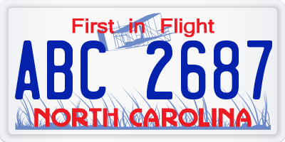 NC license plate ABC2687