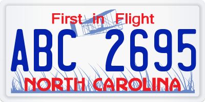 NC license plate ABC2695