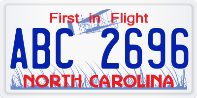 NC license plate ABC2696