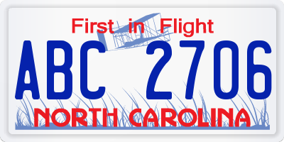 NC license plate ABC2706
