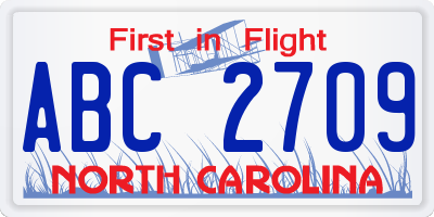 NC license plate ABC2709