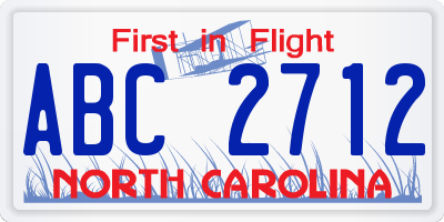 NC license plate ABC2712