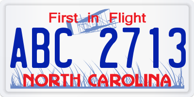 NC license plate ABC2713