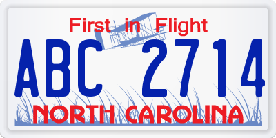 NC license plate ABC2714