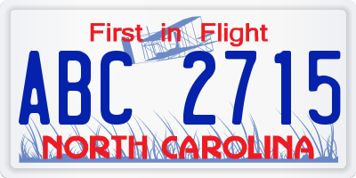 NC license plate ABC2715