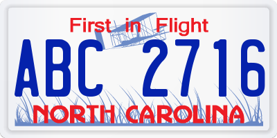 NC license plate ABC2716