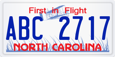 NC license plate ABC2717