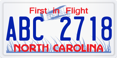 NC license plate ABC2718